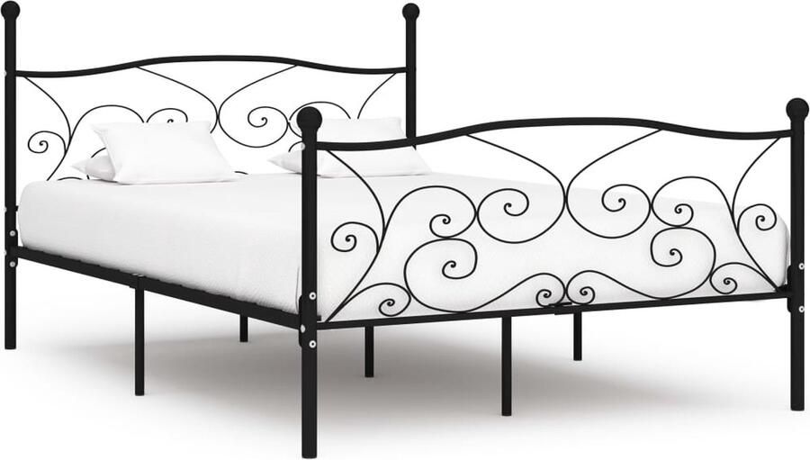 VidaXL Bedframe Zwart 140x200 cm Inclusief Lattenbodem Metalen Bed Frame Tweepersoonsbed Zwarte Bedframe Slaapcomfort Modern Bed Met Lattenbodem Easy Assembly Budget Friendly Bed - Foto 2