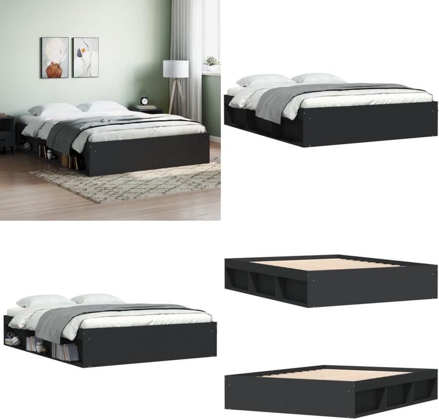 VidaXL Bedframe zwart 160x200 cm Bedframe Bed Bedbodem