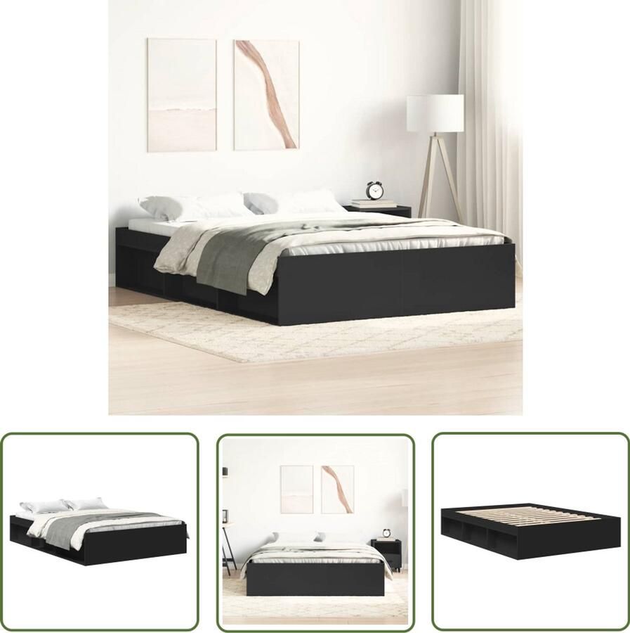 VidaXL Bedframe Zwart 160x200 cm Modern en Duurzaam Modern Bed Frame Tweepersoons Bed Zwart Bed Houten Bed Boxspring Bed