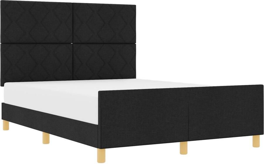 VidaXL Bedframe met hoofdeinde Zwart 140 x 190 cm Stof - Foto 2