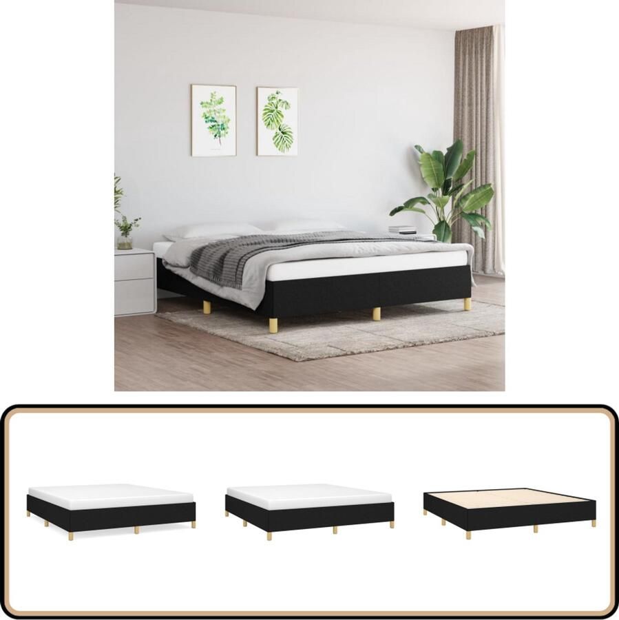 VidaXL Bedframe Zwart 180x200 cm Stof Slaapcomfort Bed Frame Boxspring Tweepersoonsslaapkamer Zwarte Bedbank