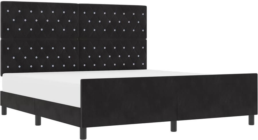 VidaXL Bedframe met hoofdeinde Zwart 180 x 200 cm Fluweel - Foto 2