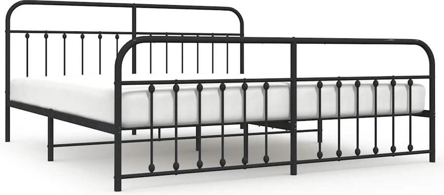 VidaXL Bedframe Zwart 193x203 cm Stalen Frame Robuust Bed Frame Metalen Bedframe Tweepersoons Bed Zwarte Bed Modern Bed Minimalistisch Bed Slaapcomfort Boxspring Bed - Foto 3