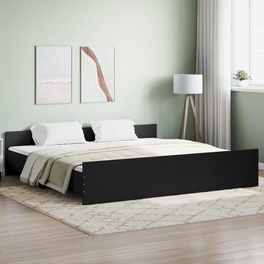 VidaXL Bedframe Zwart 200x200 cm Hout & Grenen Slaapcomfort Bed Frame Houten Bed Boxspring King Size Bed Dubbele Bed Zwarte Bed Design Bed - Foto 2