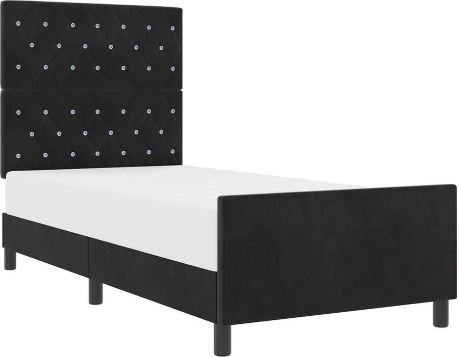 VidaXL Bedframe met hoofdeinde Zwart 90 x 190 cm Fluweel - Foto 2