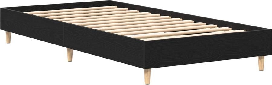 VidaXL Bedframe Zwart Eiken Eikenhout Eenpersoons Zwart Eiken Bedframe