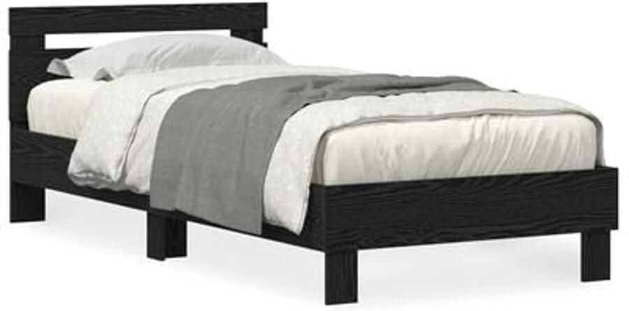 VidaXL Bedframe met LED-verlichting Zwart Eiken 75x190 cm Engineered Wood - Foto 3