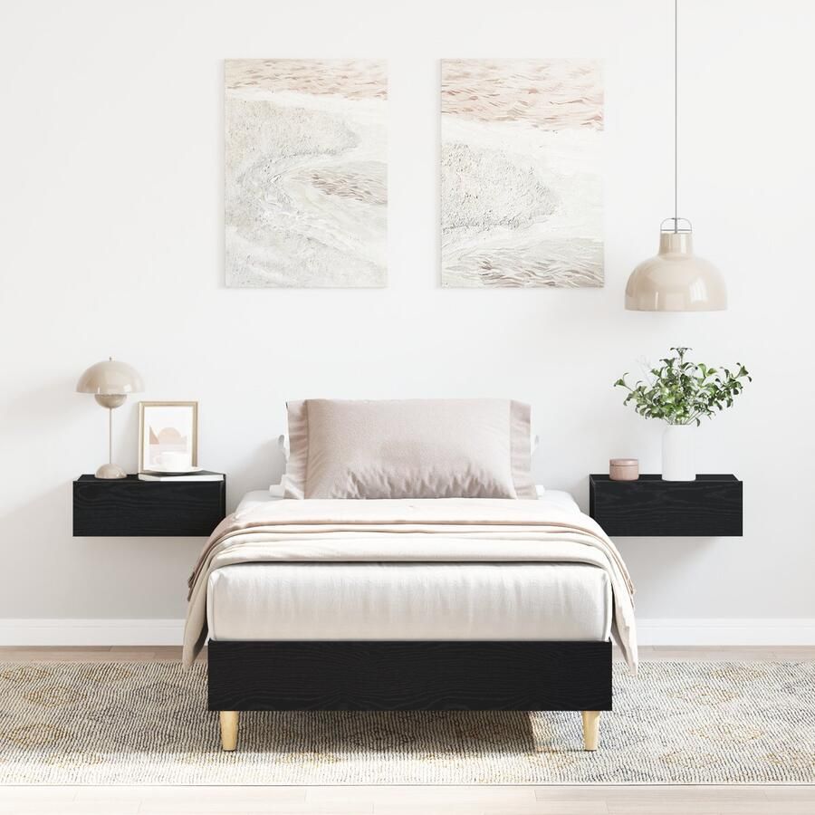 VidaXL Bed Frame Zwart Eiken Gegraffineerd Hout 78 x 193 x 25 cm