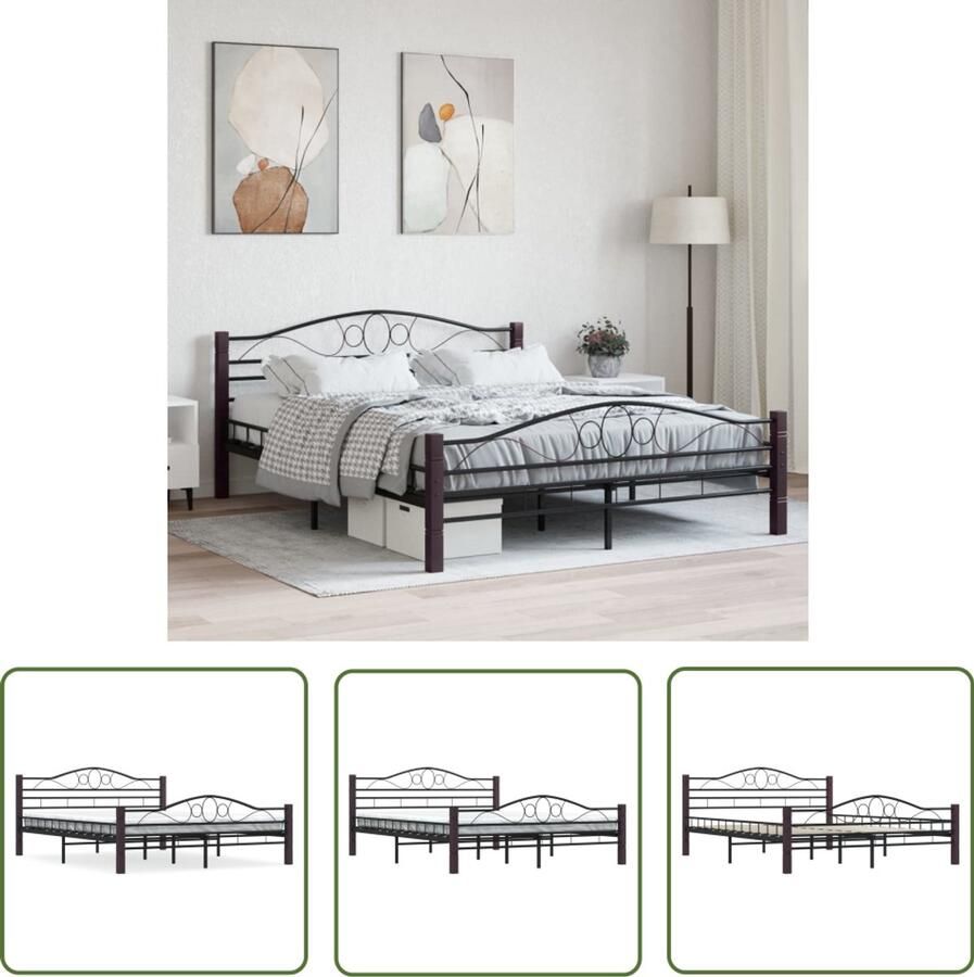VidaXL Bedframe Zwart Metaal 160x200 cm Metalen Bedframe Tweepersoonsbed Zwarte Bedframe Kopen Boxspring Bed Hoofdbord Slaapcomfort