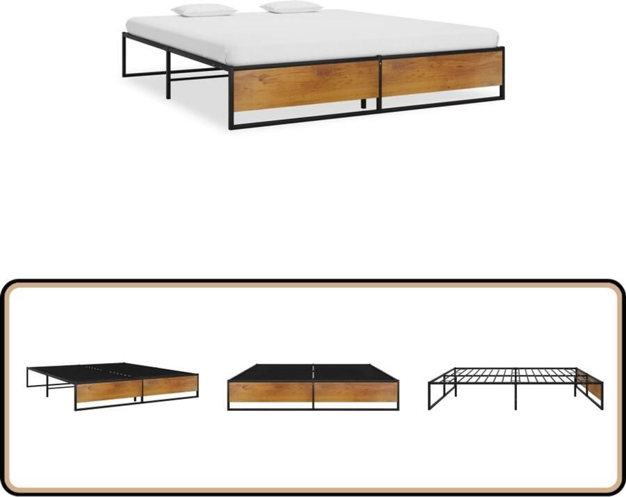 VidaXL Bedframe Zwart Metaal 180x200 cm Slaapkamer Meubels Metalen Bed Frame Tweepersoons Bed Boxspring Bed Zwarte Bed