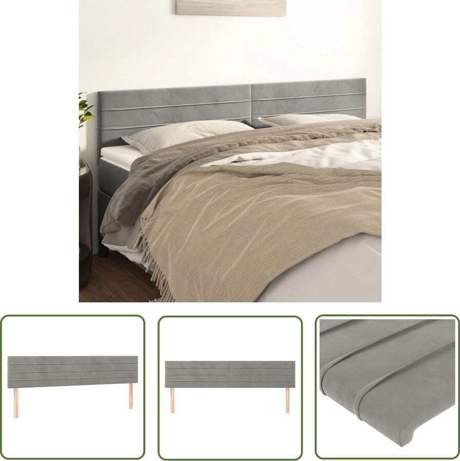 The Living Store Hoofdeind Classic 180 x 5 x 78 88 cm Lichtgrijs Fluweel Houten poten Verstelbare hoogte Klassieke Hoofdbord Bedhoofd Hoofdsteun Velvet Hoofdbord Grijs Hoofdbord