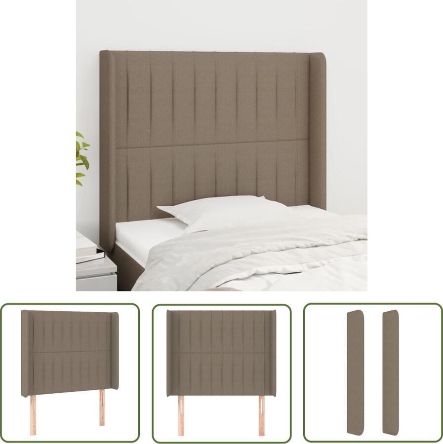 The Living Store Hoofdbord Taupe 103x16x118 128 cm Duurzaam materiaal Stevige poten Verstelbare hoogte Comfortabele ondersteuning Hoofd Bord Bedhoofdbord Slaap Kamer Meubels Stof Headboard Taupe Kleur