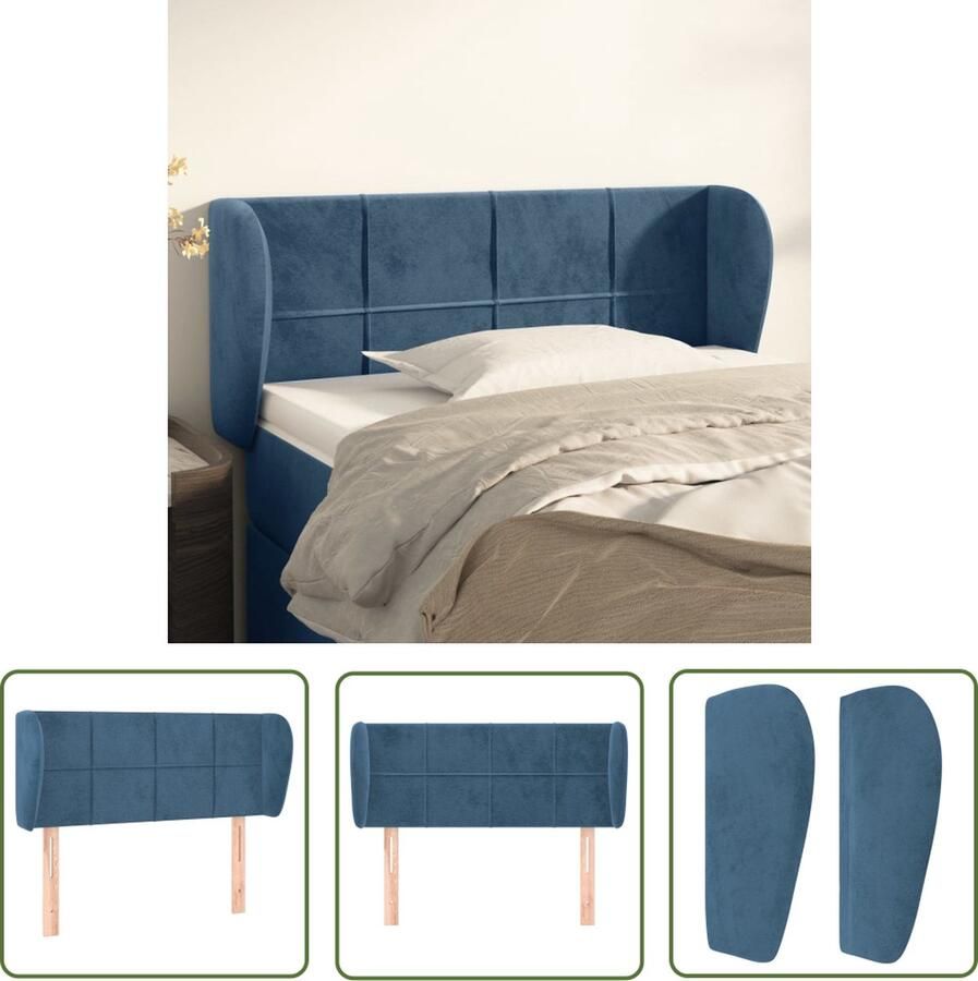 The Living Store Hoofdbord 103 x 23 x 78 88 cm Zacht Fluwelen Stof Stevige Houten Poten Verstelbare Hoogte Comfortabele Ondersteuning Hoofd Bord Bedhoofdbord Velvet Hoofdbord Blauw Hoofdbord Adjustable Headboard