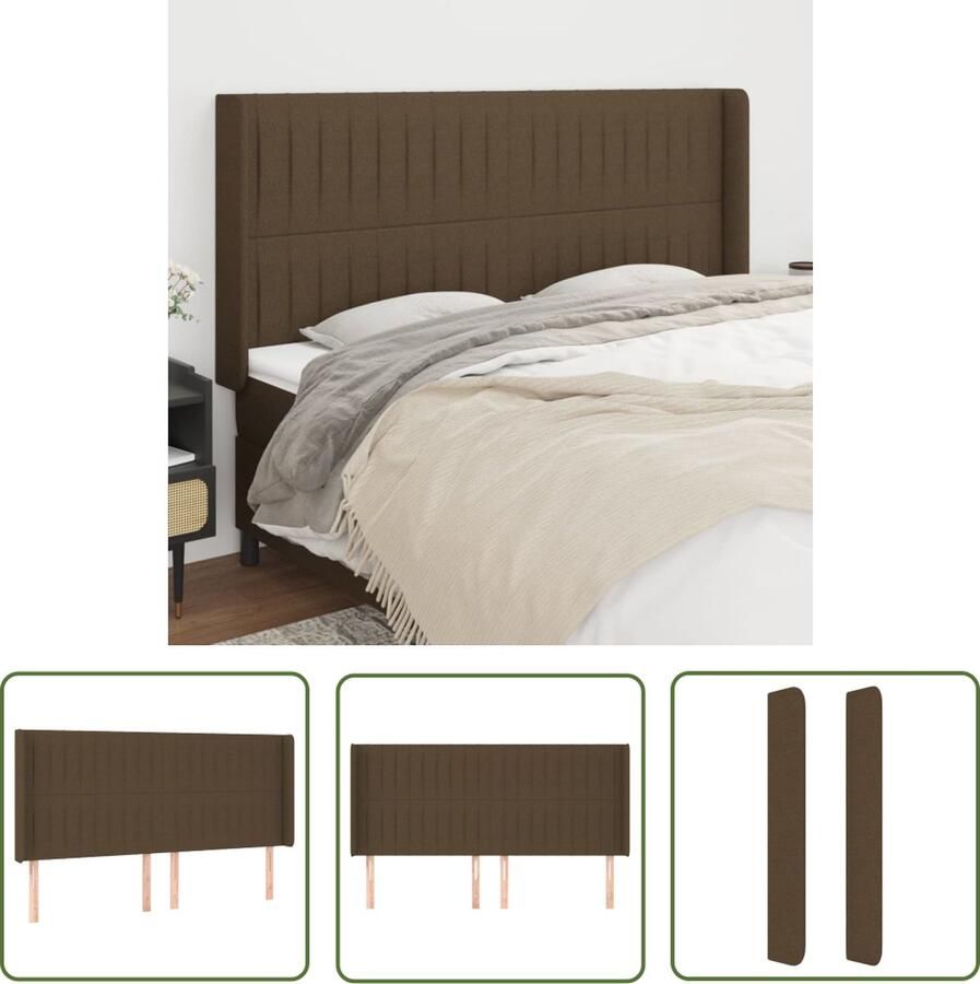 The Living Store Klassiek Hoofdbord donkerbruin 163 x 16 x 118 128 cm Duurzaam stof en hout Verstelbare hoogte Stevige poten Klassieke Hoofdbord Bedhoofdbord Hoofdbord Bruin Stoffen Hoofdbord Beddecoratie