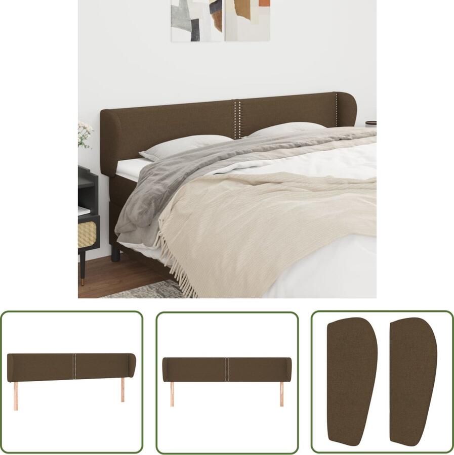 The Living Store Klassiek hoofdbord donkerbruin 203 x 23 x 78 88 cm duurzaam materiaal Klassieke Hoofdbord Bedhoofdbord Stoffen Hoofdbord Bruin Hoofdbord Met Pootjes