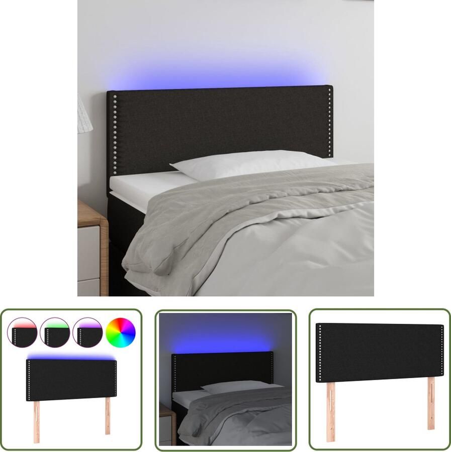 The Living Store Hoofdeind LED-strip Zwart 100 x 5 x 78 88 cm (B x D x H) Duurzaam materiaal Hoofd Bord Led Hoofdbord Zwart Hoofdbord Met Led Beddecoratie