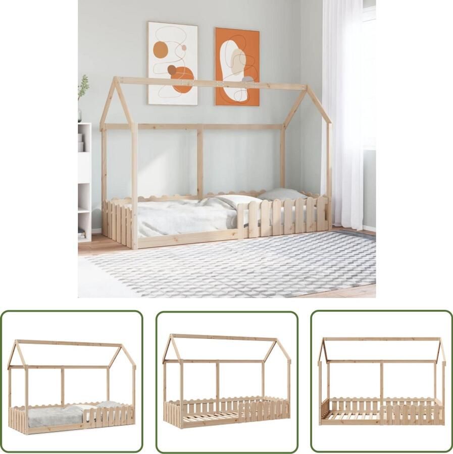VidaXL Bedhuis Kinderbed Bedhuis massief grenenhout 80x200 cm Kidsbed Houten Bed Grenenhouten Bed