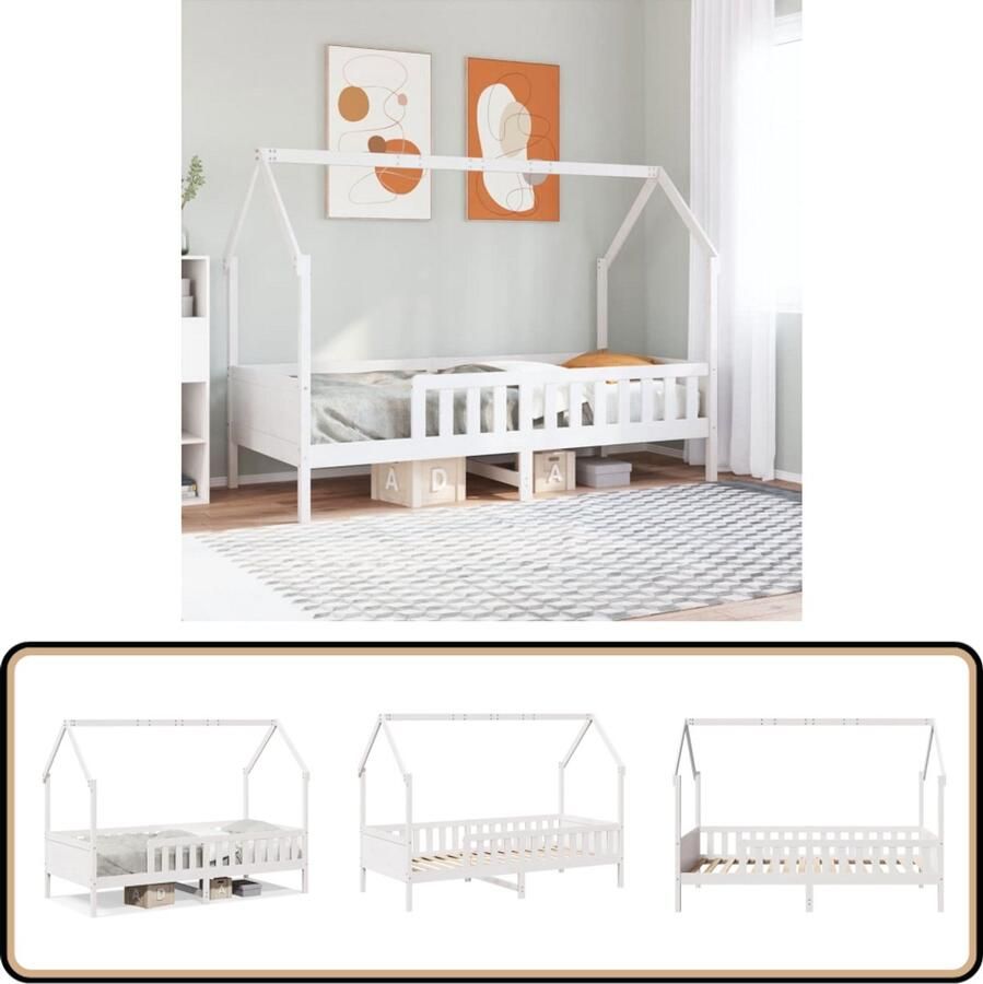 VidaXL Bedhuis wit massief grenenhout 80x200 cm