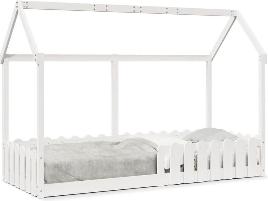 VidaXL Bedhuis wit massief grenenhout 80x200 cm