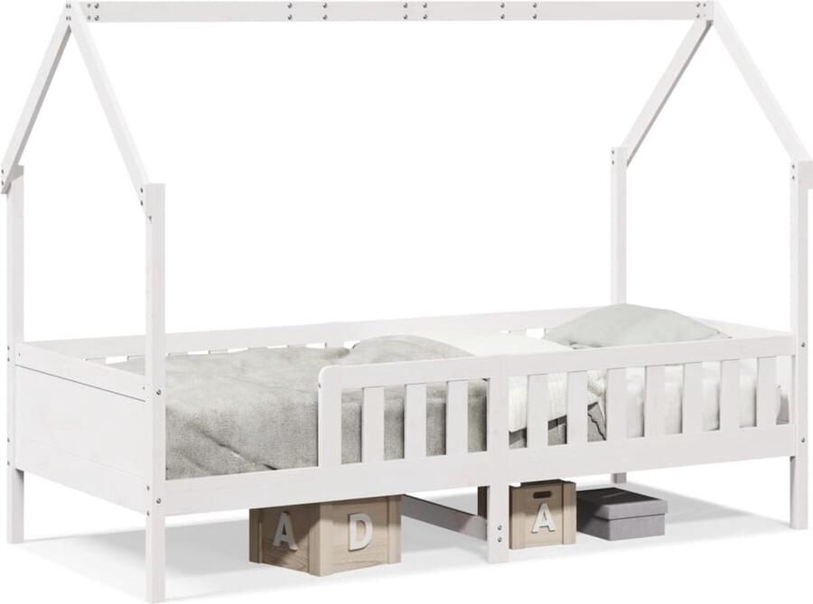 VidaXL Bedhuis wit massief grenenhout 80x200 cm