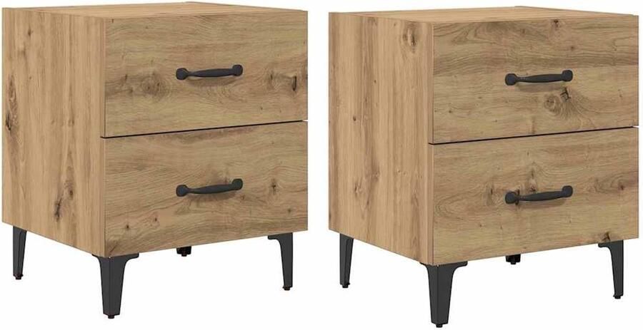 VidaXL Bedkast 2 pcs artisanaal eikenkleurig 40 x 35 x 47.5 cm
