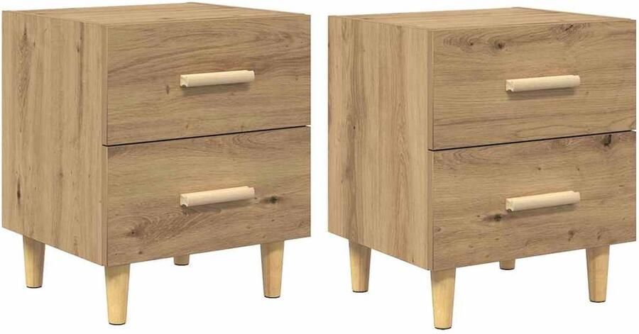 VidaXL Bedkast 2 pcs artisanaal eikenkleurig 40 x 35 x 47.5 cm