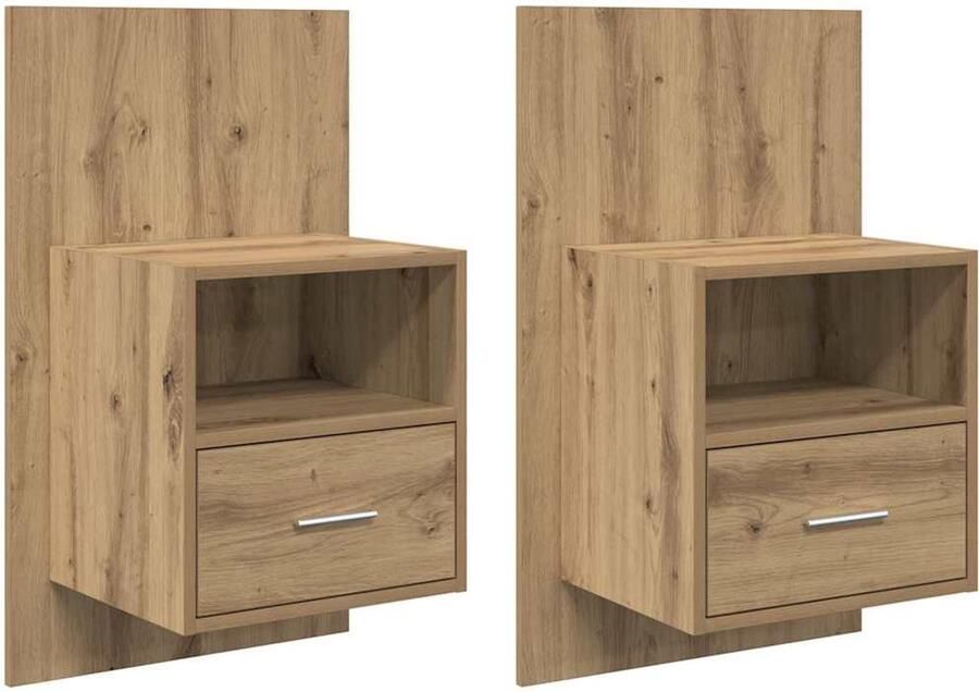 VidaXL Bedkast 2 pcs artisanaal eikenkleurig 48.5 x 32.5 x 80 cm