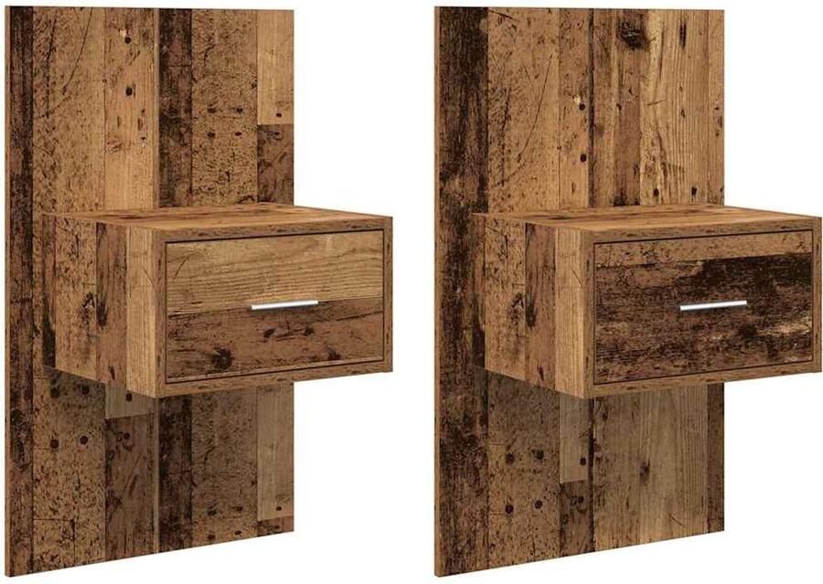 VidaXL Bedkast 2 pcs Oud hout 48.5 x 32.5 x 80 cm Bewerkt hout