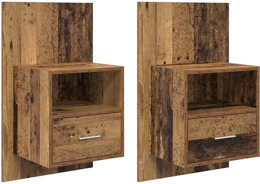VidaXL Bedkast 2 pcs Oud hout 48.5 x 32.5 x 80 cm Bewerkt hout