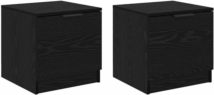 VidaXL Bedkast 2 pcs Zwart eiken 40 x 39 x 40 cm Bewerkt hout