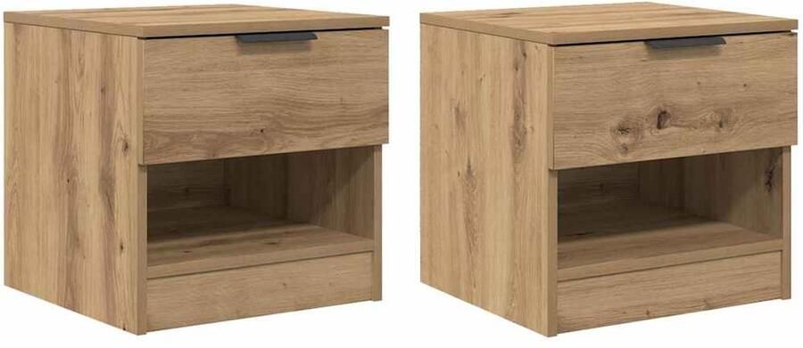 VidaXL Bedkast met lade 2 pcs artisanaal eikenkleurig 40 x 39 x 40 cm