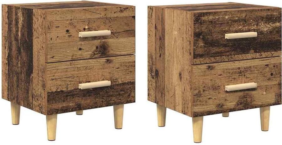 VidaXL Bedkast met lade 2 pcs Oud hout 40 x 35 x 47.5 cm Bewerkt hout