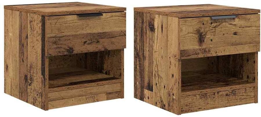 VidaXL Bedkast met lade 2 pcs Oud hout 40 x 39 x 40 cm Bewerkt hout