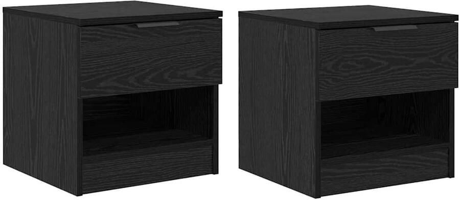 VidaXL Bedkast met lade 2 pcs Zwart eiken 40 x 39 x 40 cm Bewerkt hout