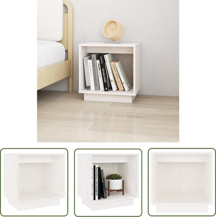 The Living Store Bedkastje Grenenhout Wit 40x30x40 cm Duurzaam en Stijlvol Nachtkastje Bedkastje Grenenhout Meubilair Witte Meubelstukken Modern Design - Foto 3