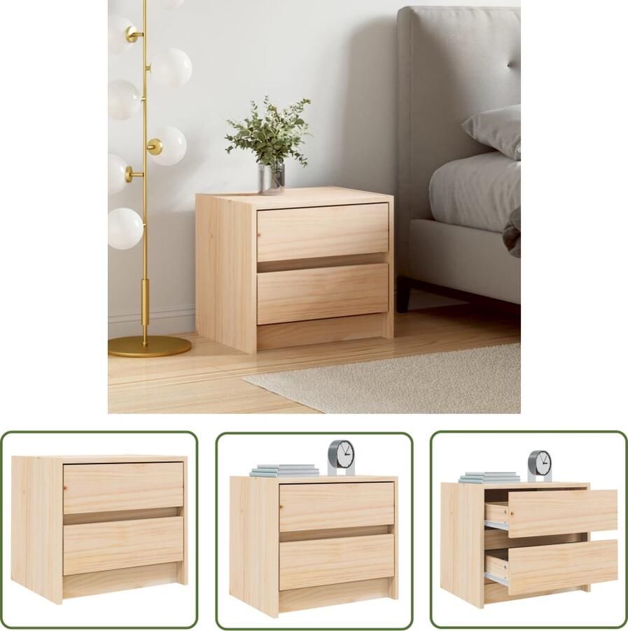 The Living Store Nachtkastje Nordland Bedkastje 40x31x35.5 cm Massief grenenhout Nachtkastje Bedkastje Kast Meubilair Grenenhout