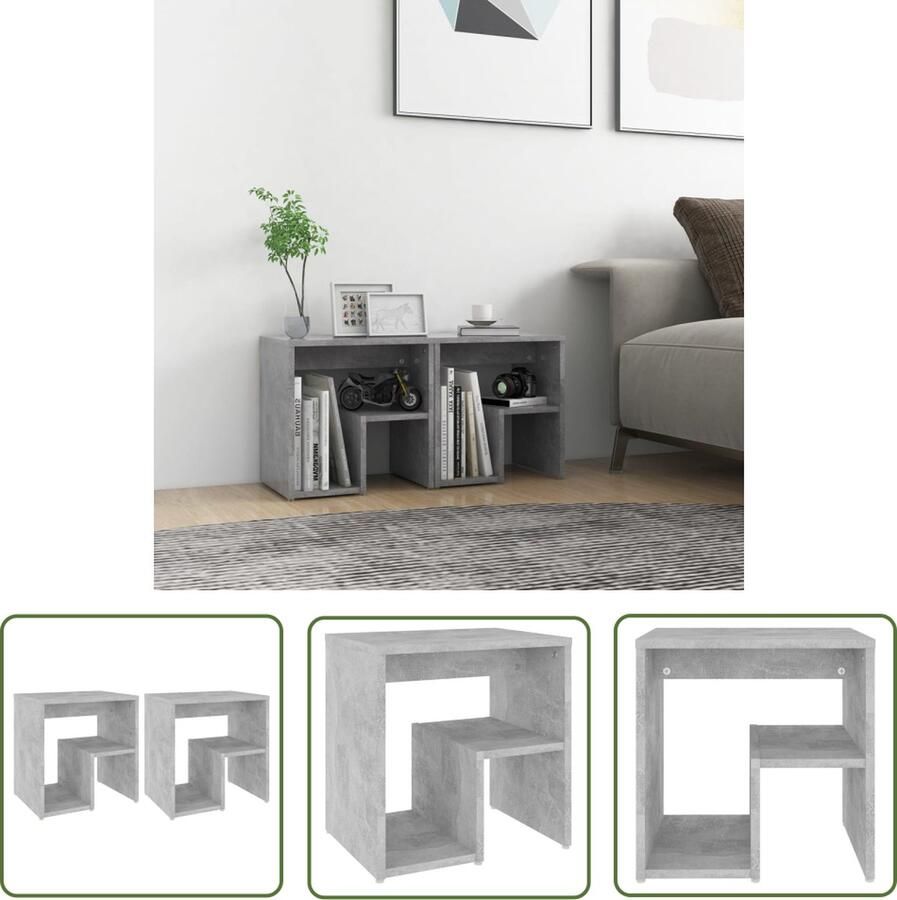 The Living Store Bedkastjes Betongrijs 40 x 30 x 40 cm Duurzaam Montage vereist Nachtkastje Bedkastje Meubilair Slaapkamer Houten Nachtlamptafel Grijze Nachtkast - Foto 2