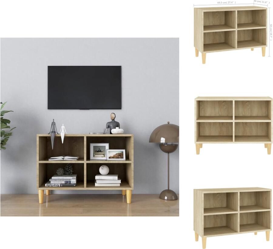 VidaXL Tv-kast Tv-kasten Tv-standaard Tv-standaarden Tv-meubel met houten poten 69 5x30x50 cm sonoma eikenkleurig