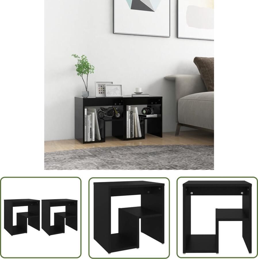 The Living Store Nachtkastjes Bedkastjes 40 x 30 x 40 cm Duurzaam Zwart Spaanplaat Nachtkastjes Bedkastjes Slaapkamers Meubilair Zwarte Meubels - Foto 2