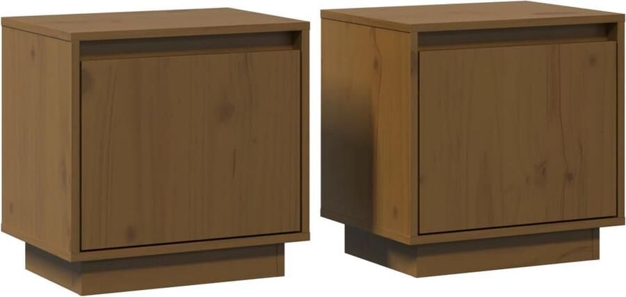 The Living Store Nachtkastjes Houten Grenenhout 40 x 30 x 40 cm Honingbruin Set van 2 Nachtkastjes Bedkasts Sidetable Salontafel Kamermeubel - Foto 2