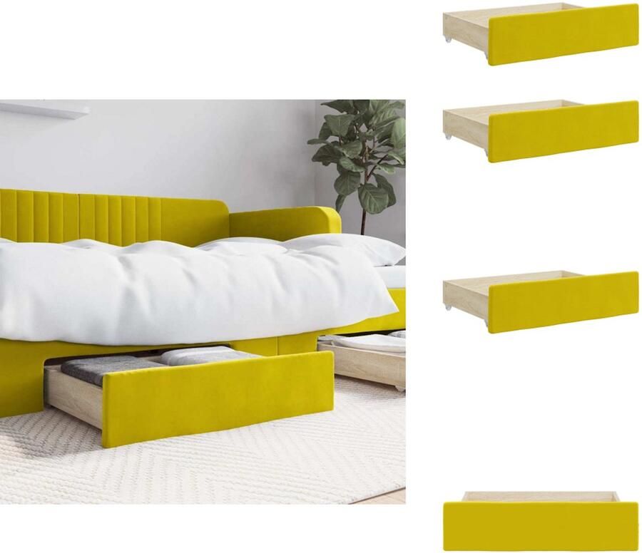 VidaXL Bedlade Bedlades Lade Onder Bed Lades Onder Bed Bedlades 2 st bewerkt hout en fluweel geel