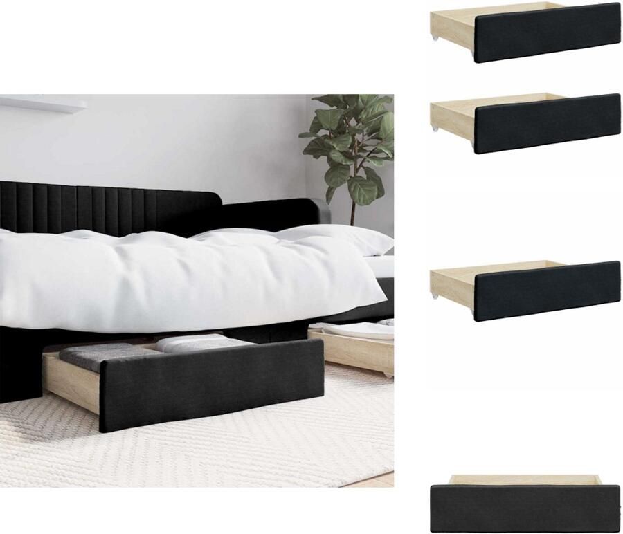 VidaXL Bedlade Bedlades Lade Onder Bed Lades Onder Bed Bedlades 2 st bewerkt hout en kunstleer zwart