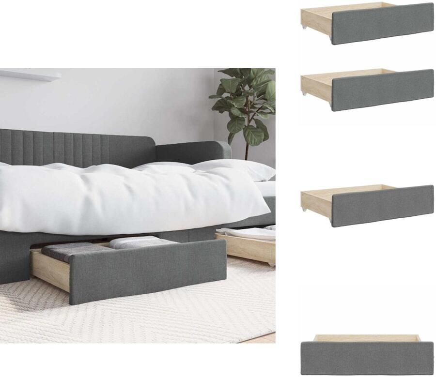 VidaXL Bedlade Bedlades Lade Onder Bed Lades Onder Bed Bedlades 2 st bewerkt hout en stof donkergrijs