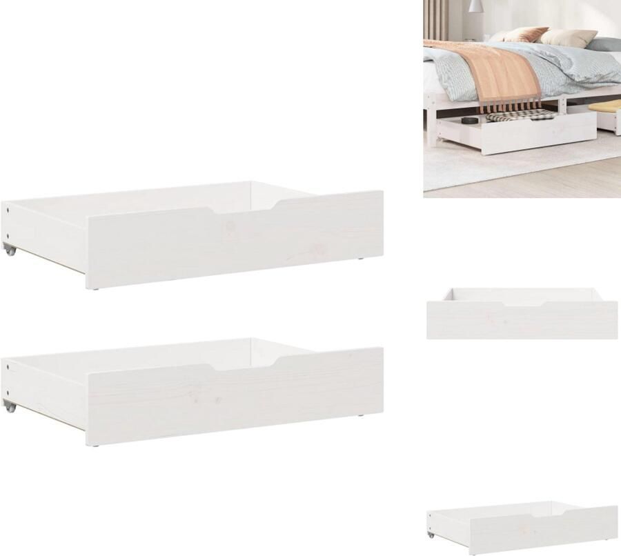 VidaXL Bedlade Bedlades Lade Onder Bed Opberglade Onder Bed Bedlades 2 st 85x55x16 cm massief grenenhout wit