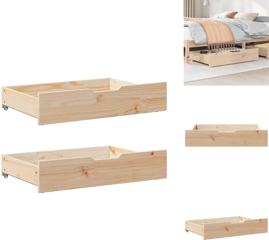 VidaXL Bedlade Bedlades Lade Onder Bed Opberglade Onder Bed Bedlades 2 st met wieltjes 85x55x16 cm massief grenenhout