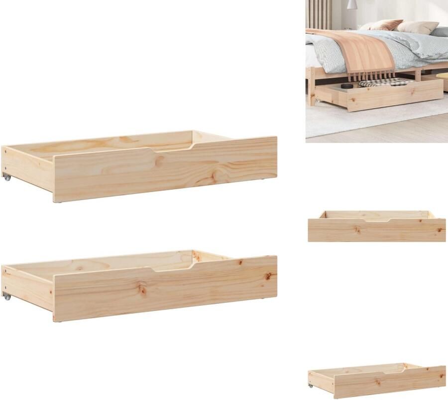 VidaXL Bedlade Bedlades Lade Onder Bed Opberglade Onder Bed Bedlades 2 st met wieltjes 90x55x16 cm massief grenenhout