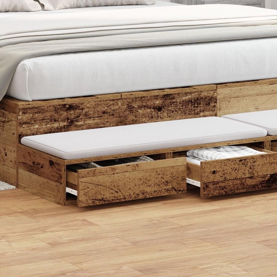 VidaXL Nachtkastjes Oud hout Massief gerecycled hout 200 x 36.5 x 16.5 cm