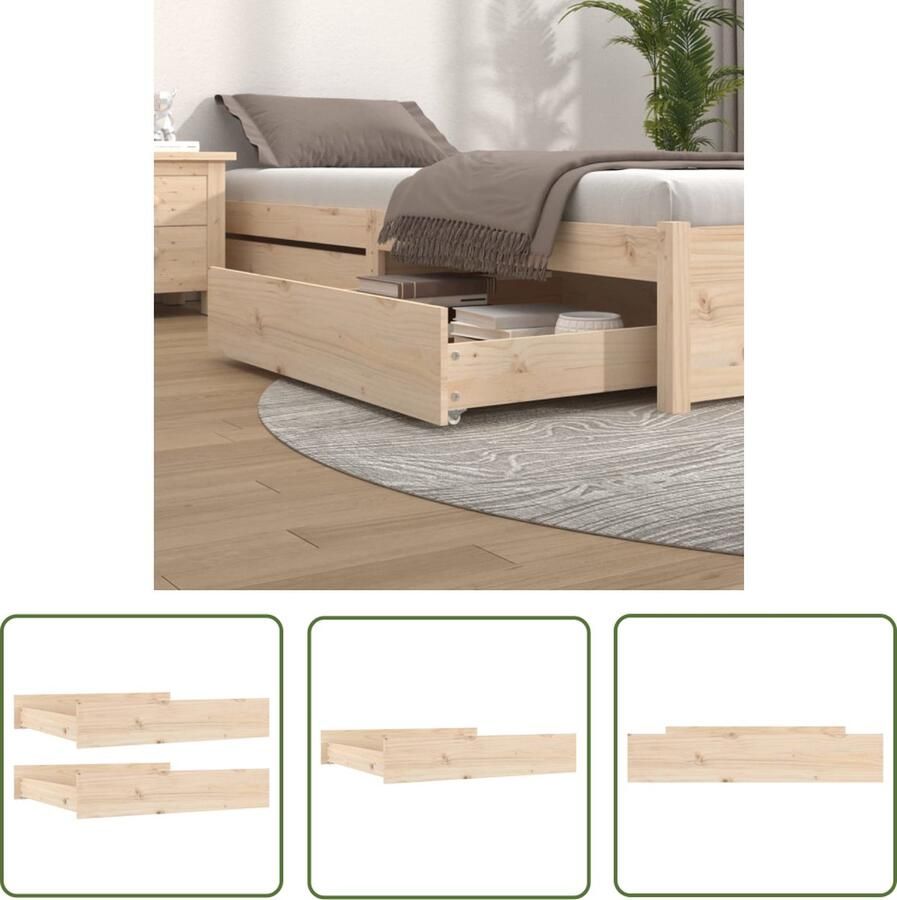 The Living Store Houten bedlade 95x103x18 cm Grenenhout Houten Bedlade Bedladekast Opbergruimte Bed Slaapkamerspullen Grenoble Meubels