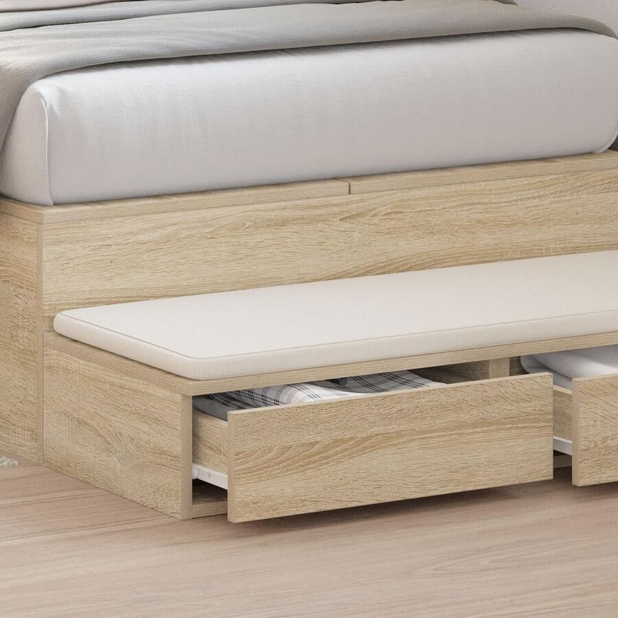 VidaXL Bedlades met lade Sonoma eiken 80 x 36.5 x 16.5 cm Bewerkt hout