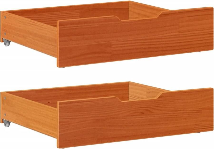 VidaXL Bedlades 2 st 65x55x16 massief grenenhout wasbruin